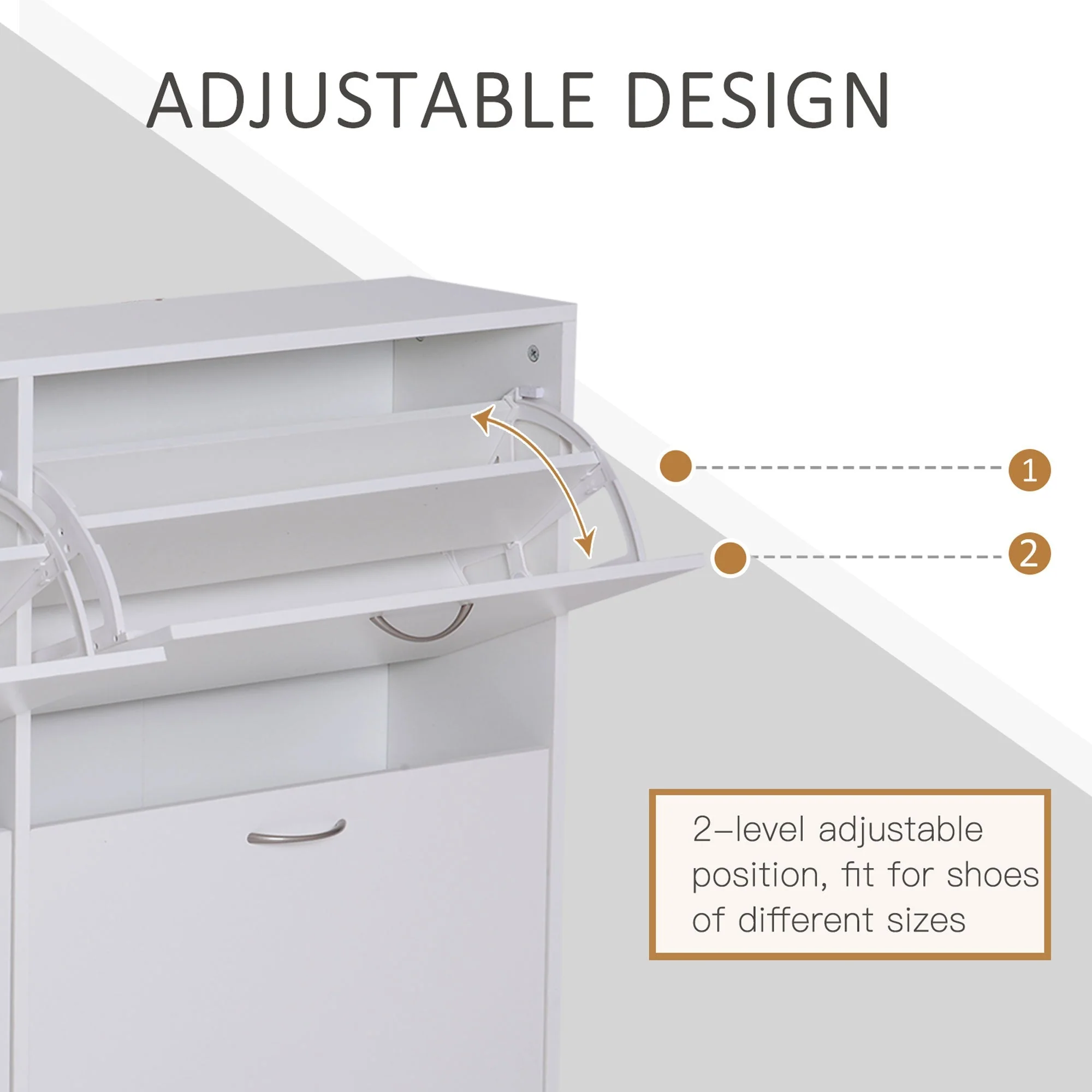 Wooden Modern Design 4 Drawer Shoes Cabinet Pull Down Shelf Storage Organiser - White - Image 4
