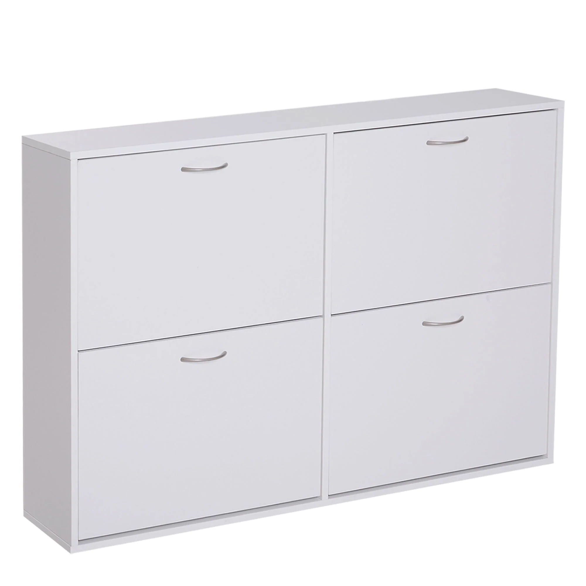 Wooden Modern Design 4 Drawer Shoes Cabinet Pull Down Shelf Storage Organiser - White - Image 8