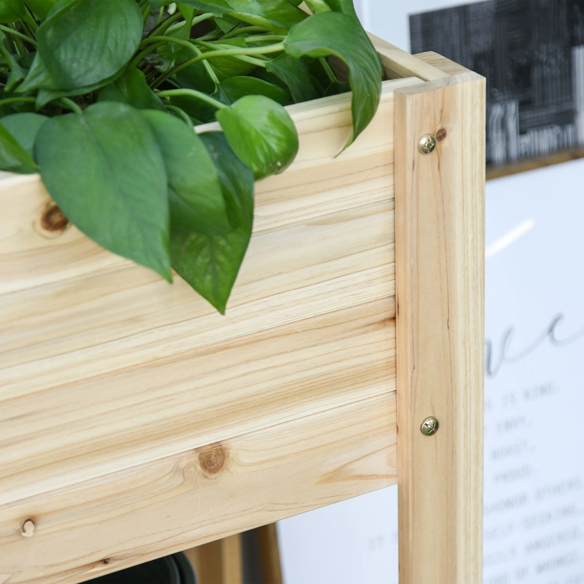 Wooden Raised Plant Stand Outdoor Flower Bed Box with Clapboard 100 x 40 x 84cm - Image 9