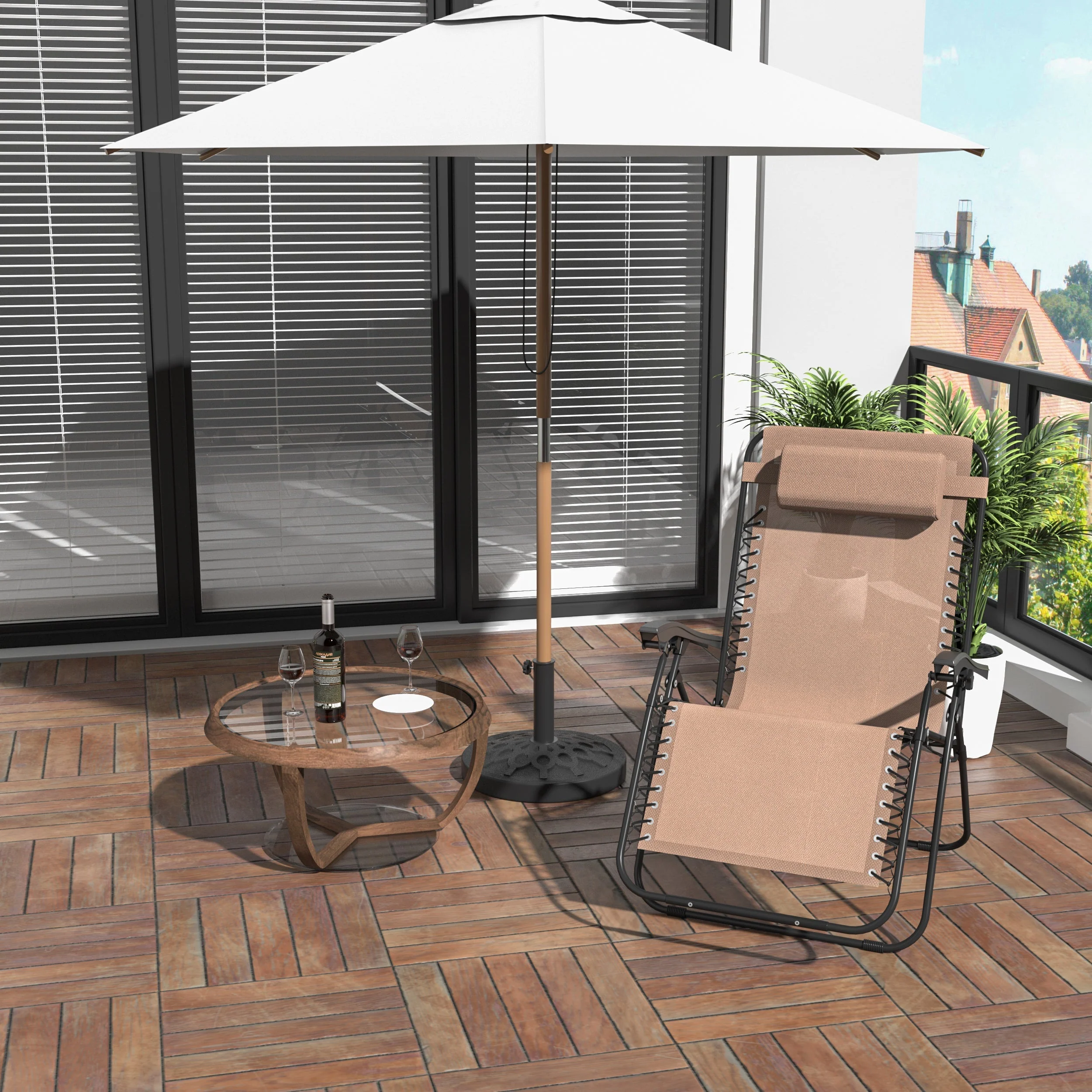 Zero Gravity Chair Metal Frame Texteline Armchair Outdoor Folding & Reclining Sun Lounger with Head Pillow for Patio Decking Gardens Camping - Image 2
