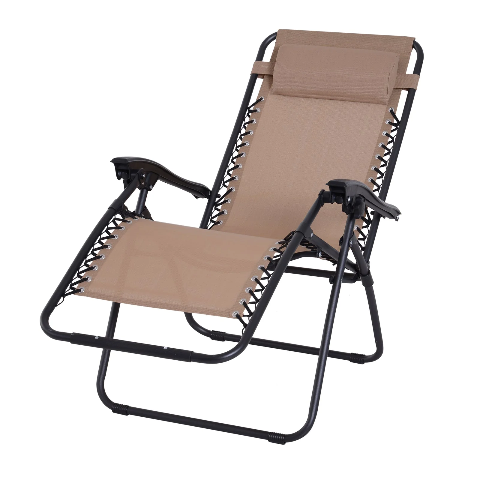 Zero Gravity Chair Metal Frame Texteline Armchair Outdoor Folding & Reclining Sun Lounger with Head Pillow for Patio Decking Gardens Camping - Image 9