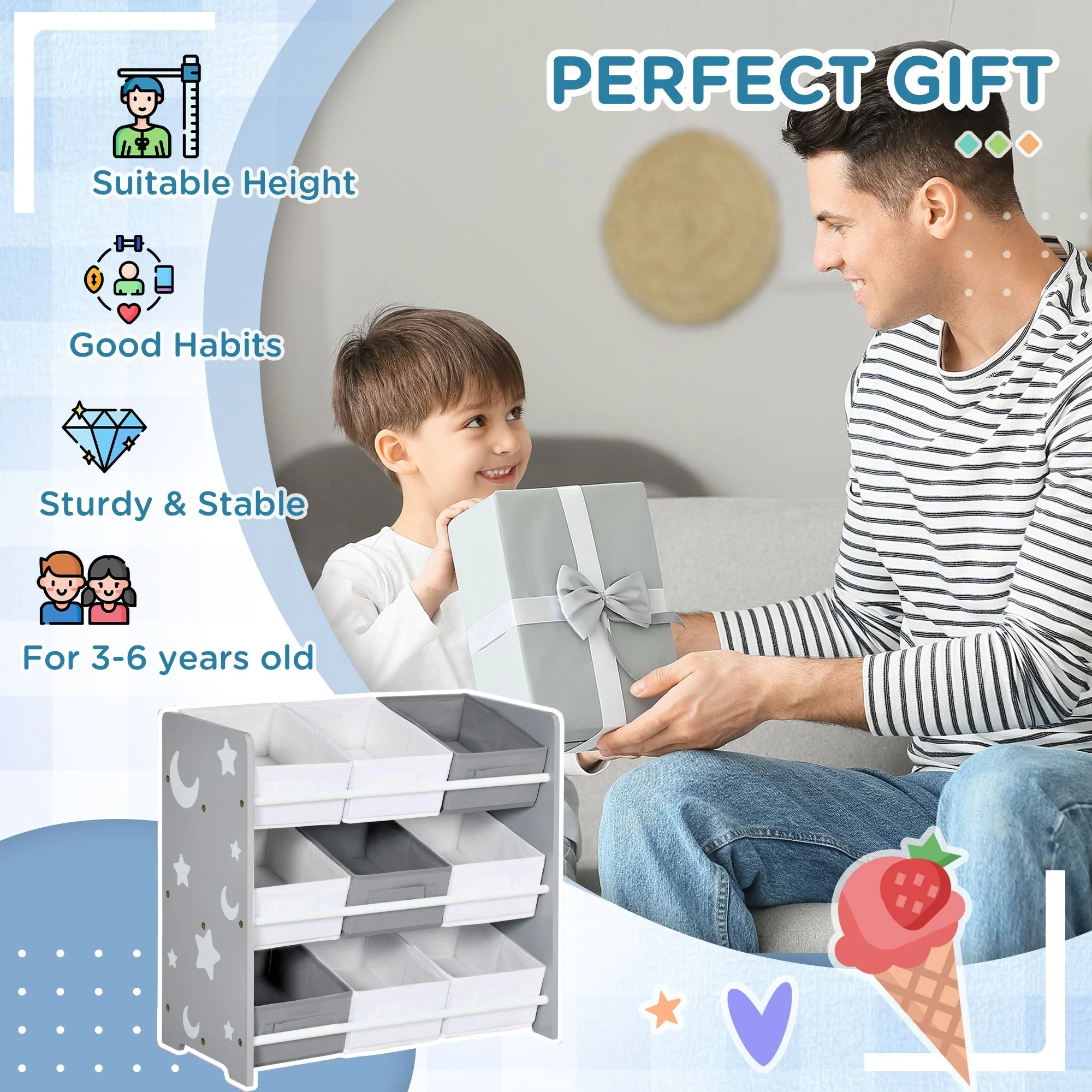 ZONEKIZ Kids Storage Unit with 9 Removable Storage Baskets - Image 5